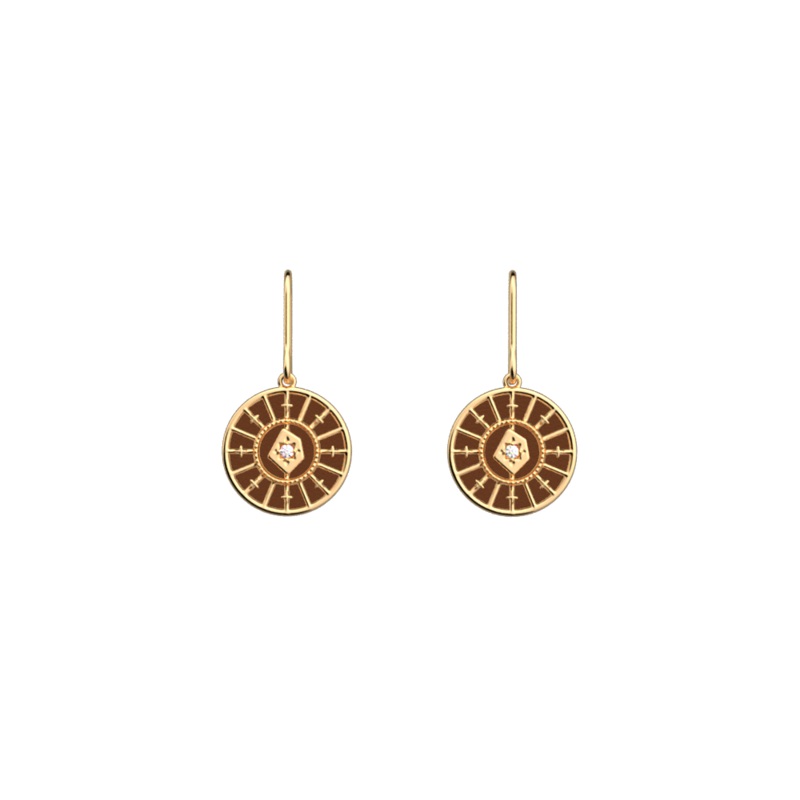 Astrale earrings, Bronze Glitter / Verdigris reversible inserts-lesgeorgettes