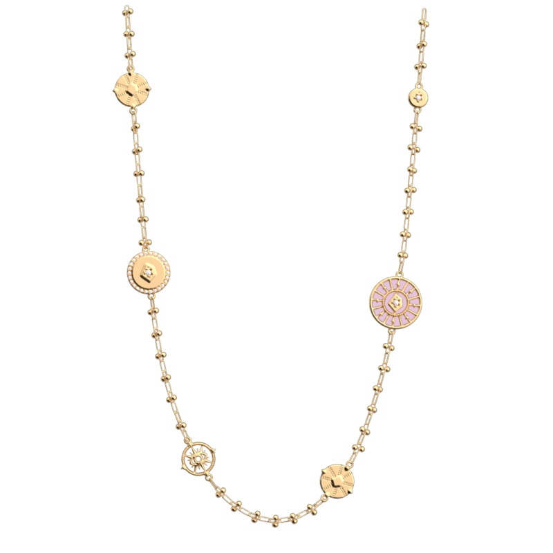 Astrale necklace, Magnolia / Pearl White reversible insert-lesgeorgettes