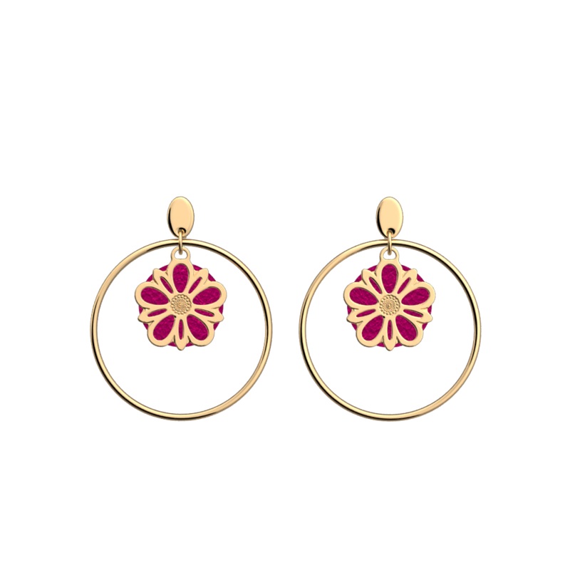 Dahlia earrings, Pink Amaryllis / Exotic Fuchsia reversible inserts-lesgeorgettes