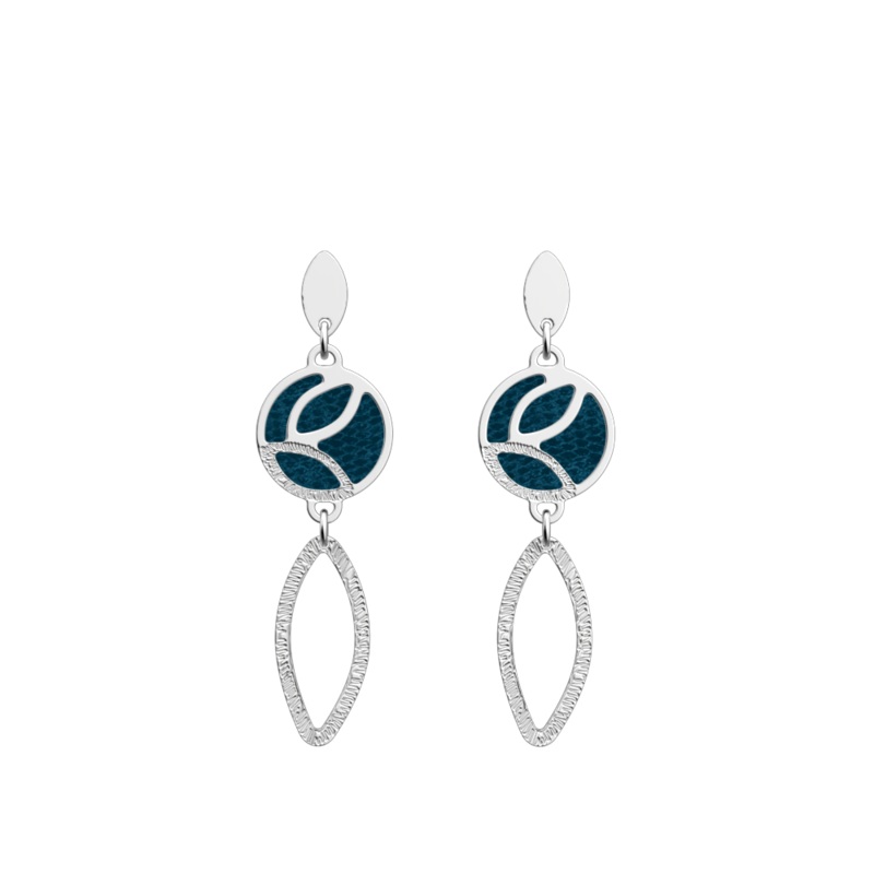 Jungle earrings, Bluish Scales / Blue Georgettes reversible inserts-lesgeorgettes