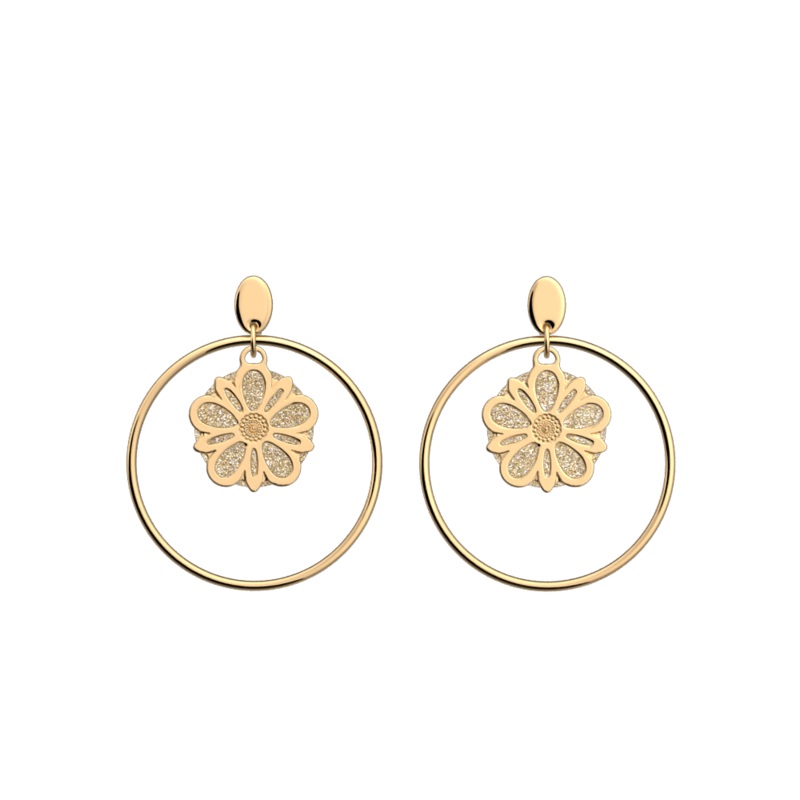 Dahlia earrings, Cream / Gold Glitter reversible inserts-lesgeorgettes