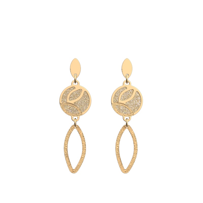 Jungle earrings, Gold Glitter / Cream reversible inserts-lesgeorgettes