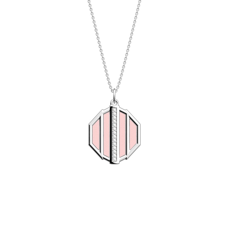 Merveille necklace, Light Pink / Light Grey reversible insert-lesgeorgettes