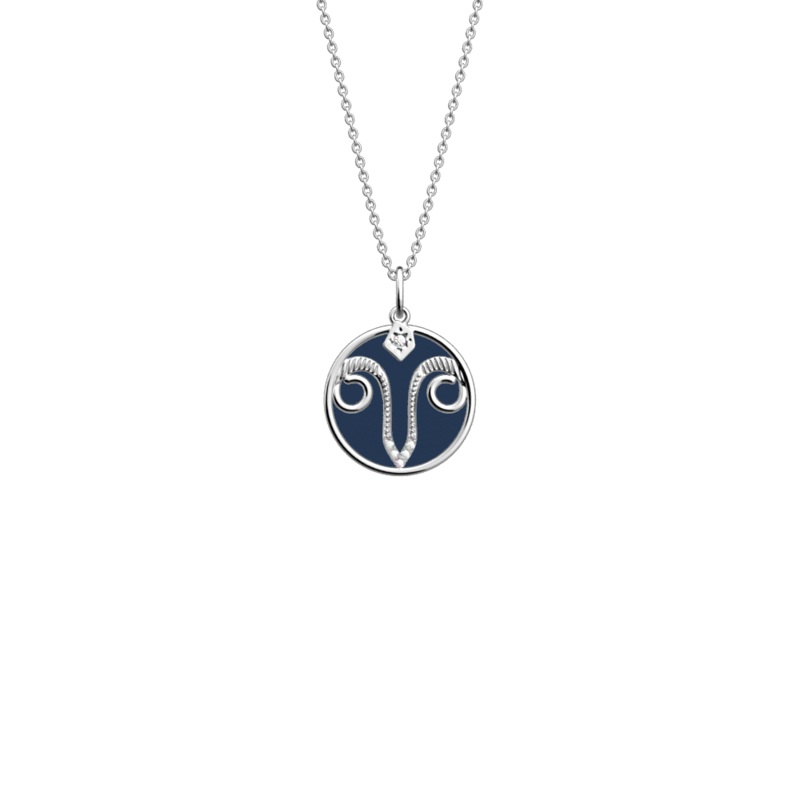 Aries necklace, Sun / Navy Blue reversible insert-lesgeorgettes