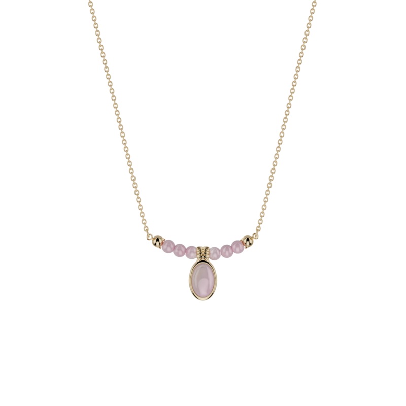 Solitaire Quartz Rose necklace-lesgeorgettes