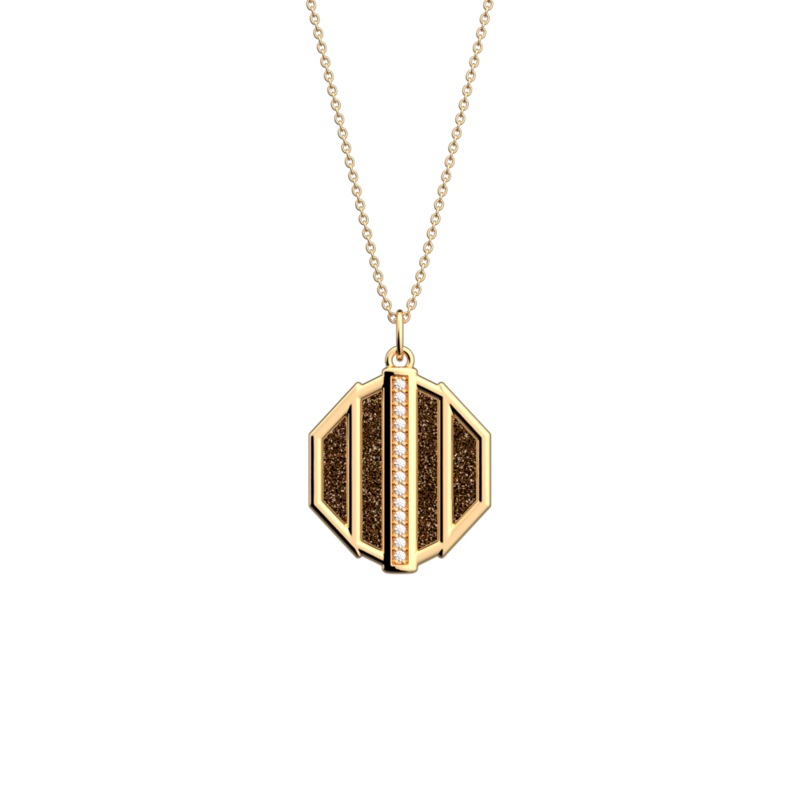 Merveille necklace, Bronze Glitter / Verdigris reversible insert-lesgeorgettes