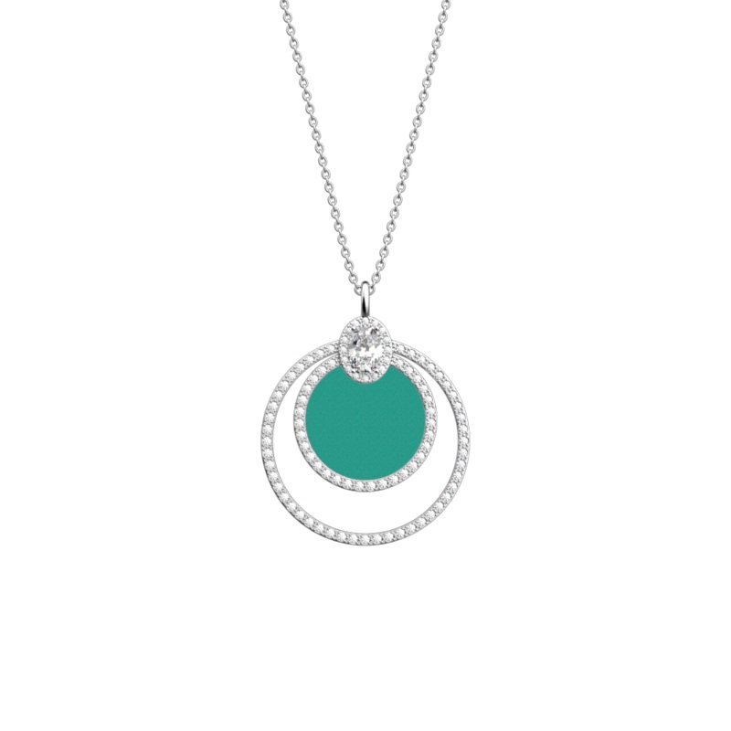 Nuit necklace, Aquatic / Metallic Aquamarine reversible insert-lesgeorgettes