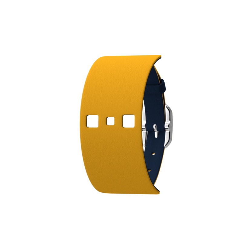 Sun / Navy Blue Single Wrap Leather strap, Silver finish buckle-lesgeorgettes