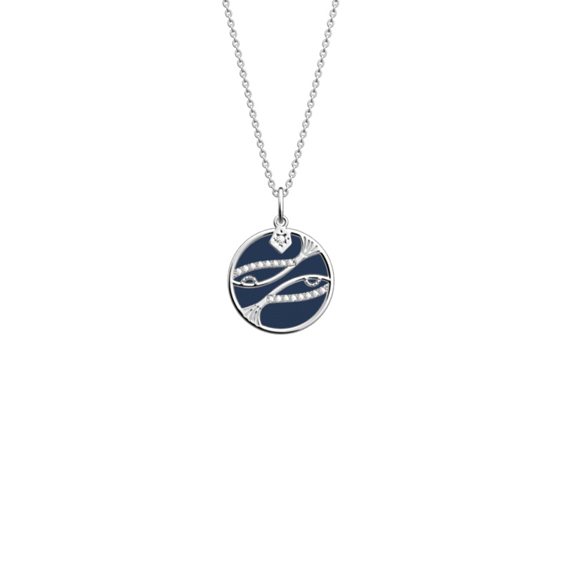 Pisces necklace, Sun / Navy Blue reversible insert-lesgeorgettes