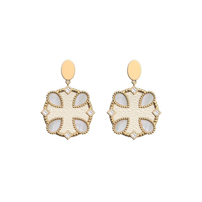 Constance earrings, Magnolia / Pearl White reversible inserts-lesgeorgettes