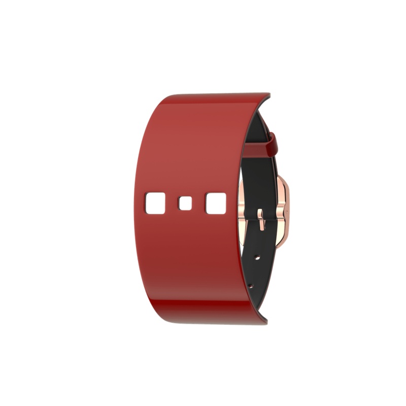 Patent Red / Black Single Wrap Leather strap, Rose gold finish buckle-lesgeorgettes