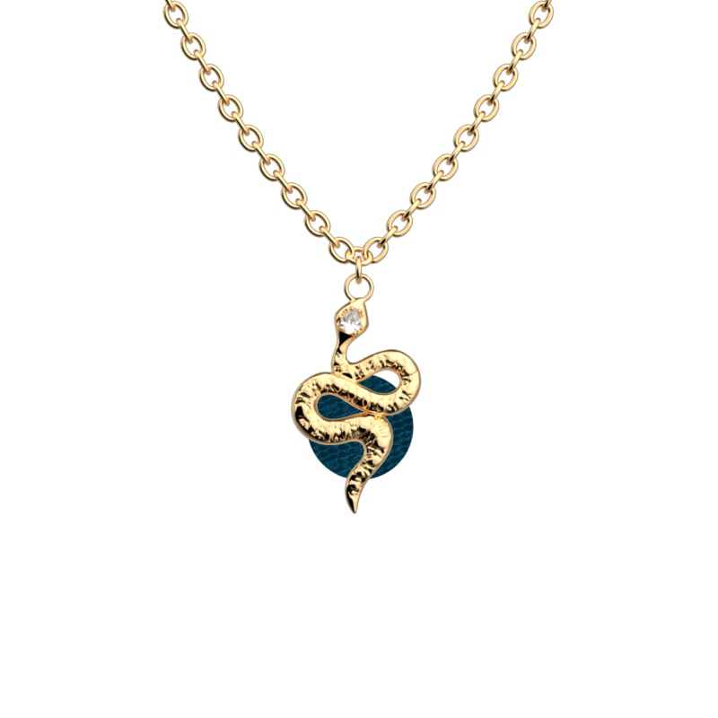Serpent necklace, Bluish Scales / Georgettes Blue reversible insert-lesgeorgettes