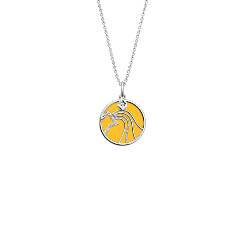 Aquarius necklace, Sun / Navy Blue reversible insert-lesgeorgettes