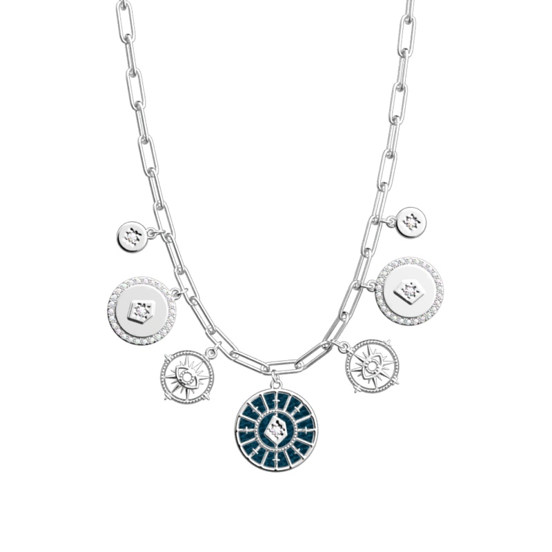Astrale Pampille necklace, Bluish Scales / Georgettes Blue reversible insert-lesgeorgettes