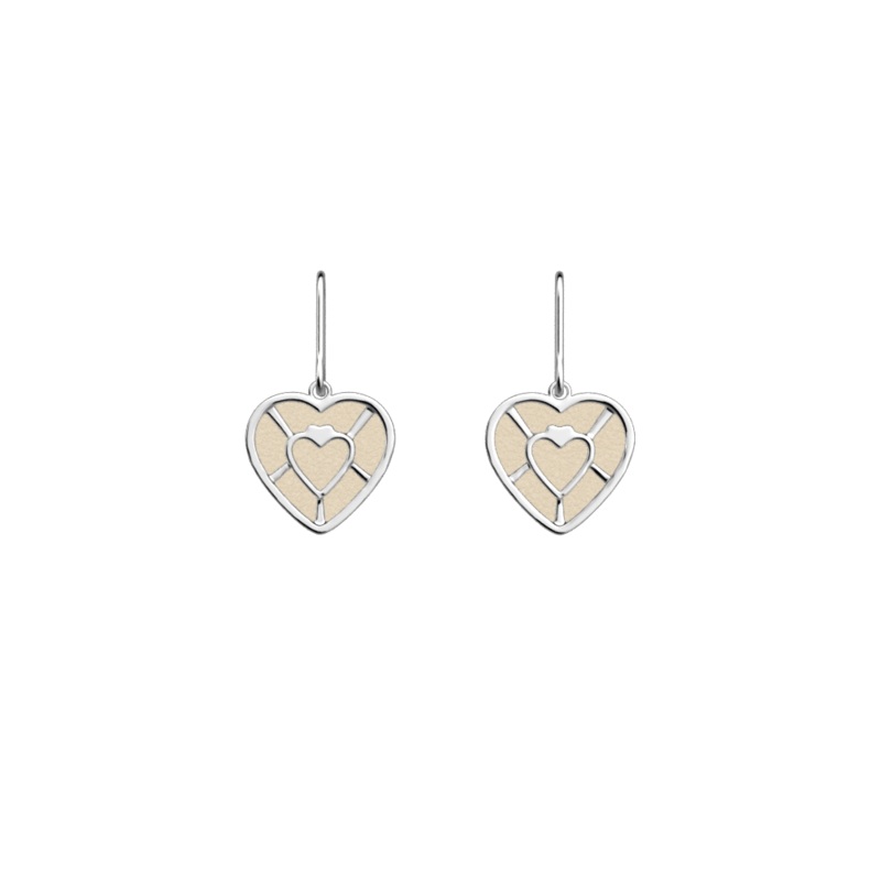 Cur earrings, Cream / Gold Glitter reversible inserts-lesgeorgettes