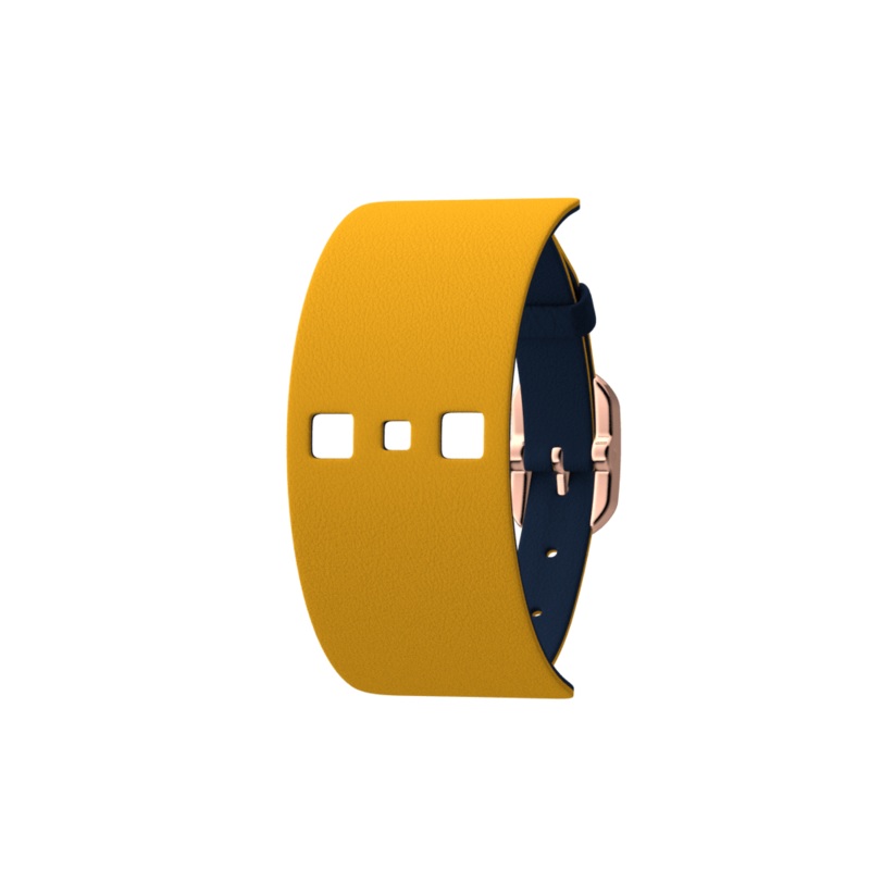 Sun / Navy Blue Single Wrap Leather strap, Rose gold finish buckle-lesgeorgettes