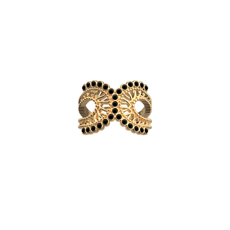 Arabesque ring, Black Lacquer|50-lesgeorgettes