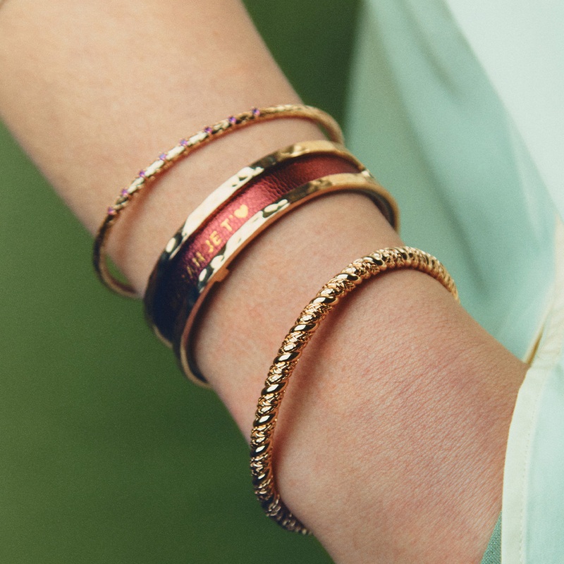 Pure Martele bracelet, Pomegranate Gold Inscription / Sugared Almond reversible insert-lesgeorgettes