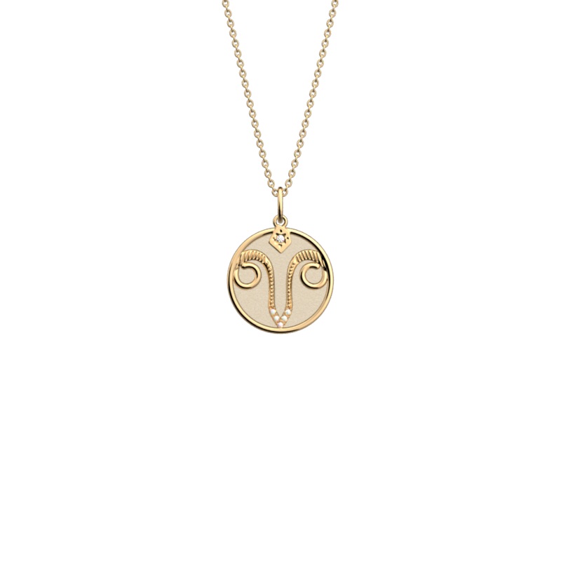 Aries necklace, Cream / Gold Glitter reversible insert-lesgeorgettes