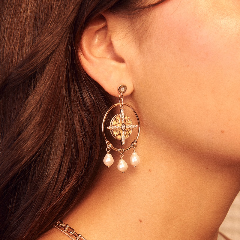 Rose des Vents earrings, Caramel / Fine Sand reversible inserts-lesgeorgettes
