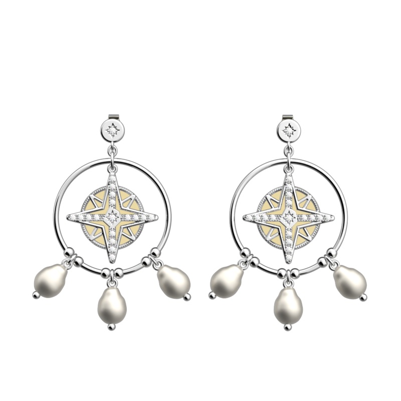 Rose des Vents earrings, Fine Sand / Caramel reversible inserts-lesgeorgettes