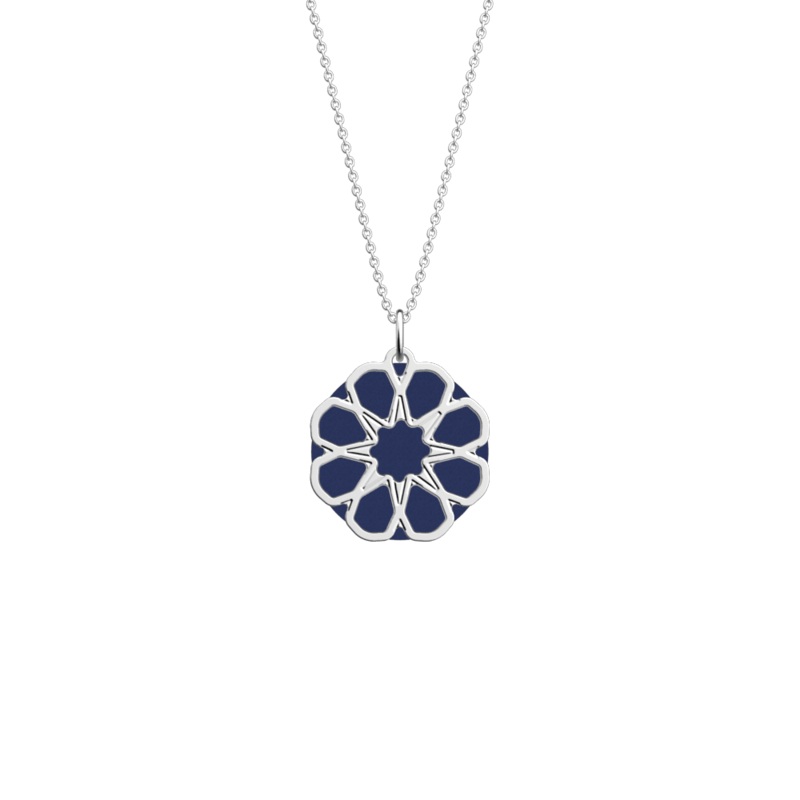 Arabesque necklace, Denim / White Peach reversible insert-lesgeorgettes