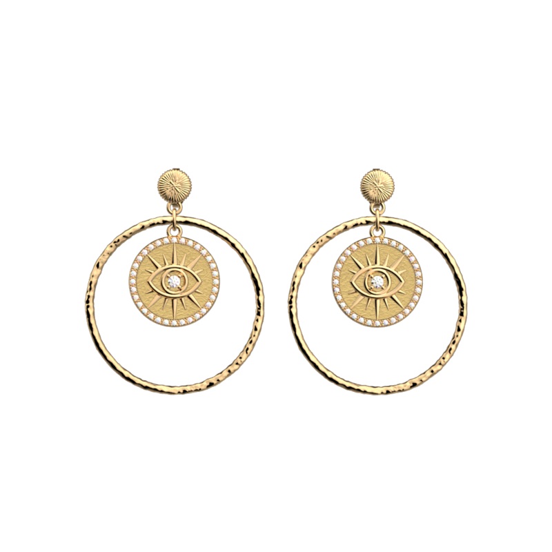 il earrings, Gold / Sun reversible inserts-lesgeorgettes