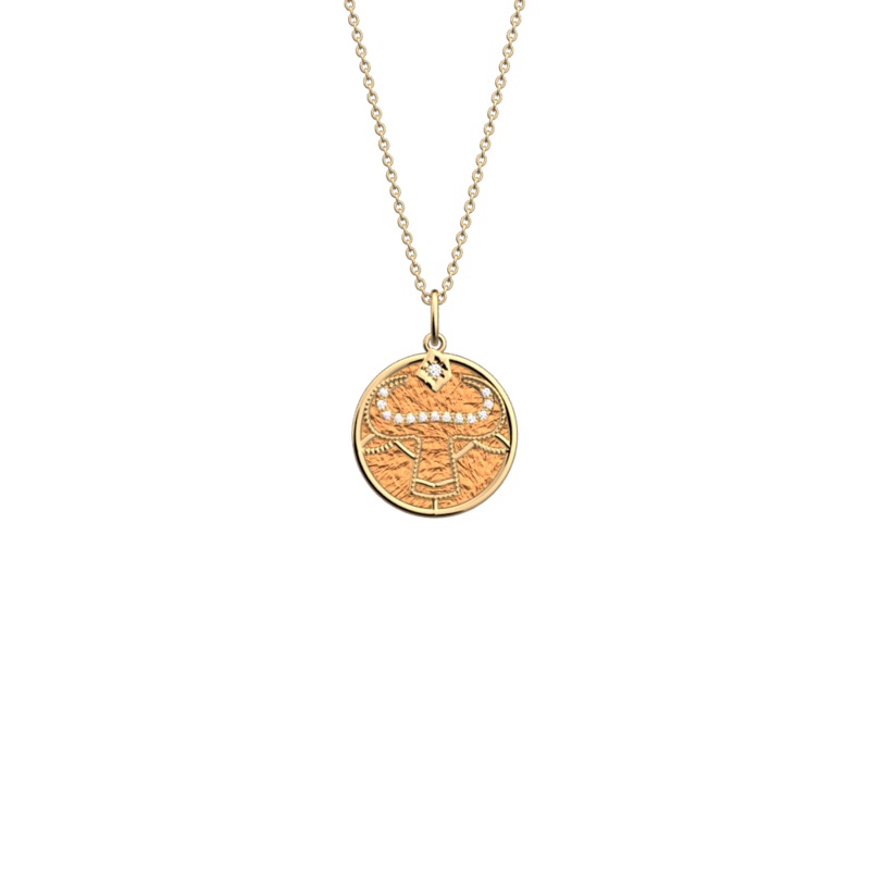 Taurus necklace, Copper / Mango reversible insert-lesgeorgettes