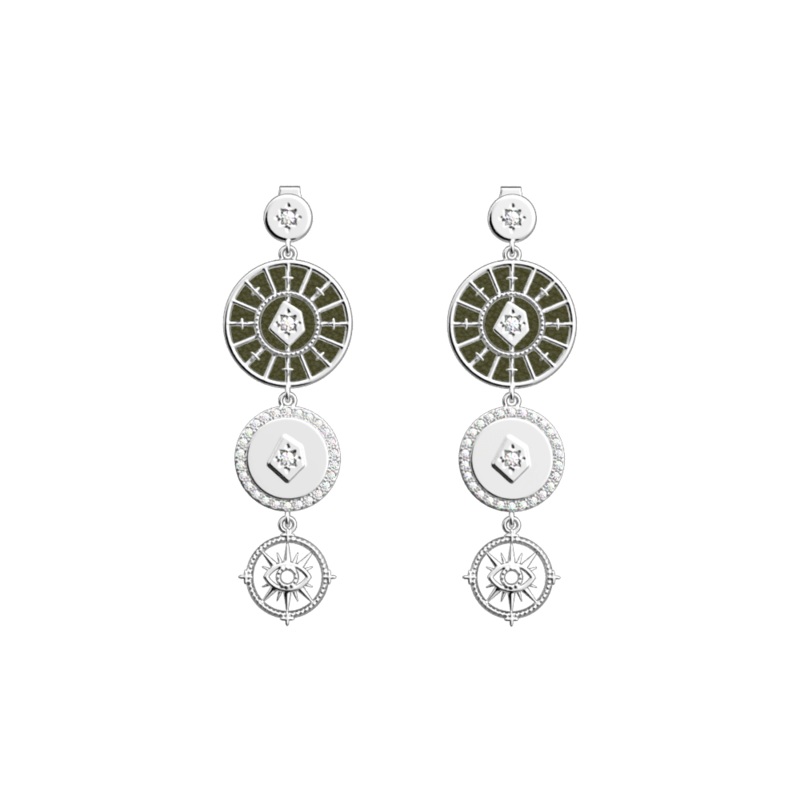 Astrale earrings Pampille , Verdigris / Bronze Glitter reversible inserts-lesgeorgettes