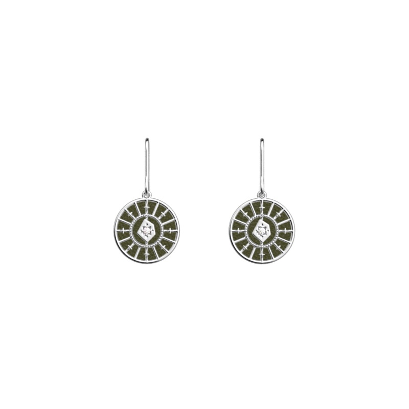 Astrale earrings, Verdigris / Bronze Glitter reversible inserts-lesgeorgettes