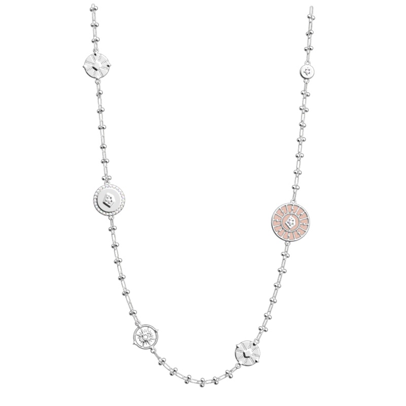 Astrale necklace, Jasmine / Metallic Pink reversible insert-lesgeorgettes