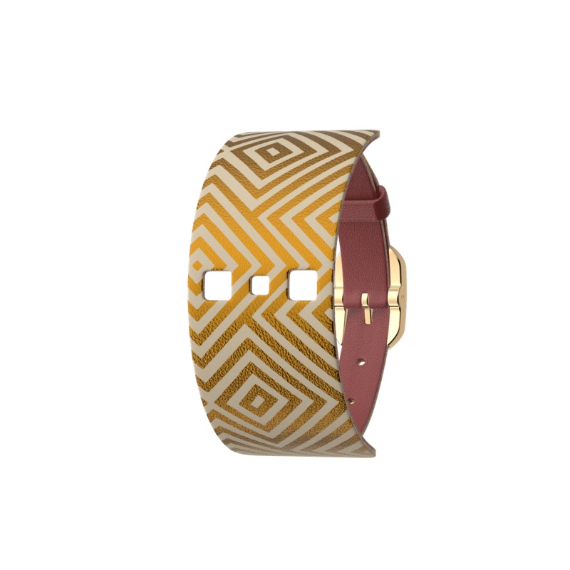 Blush / Rubik Single Wrap Leather strap, Gold finish buckle-lesgeorgettes