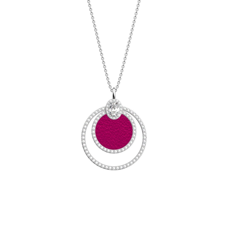Nuit necklace, Exotic Fuchsia / Pink Amaryllis reversible insert-lesgeorgettes