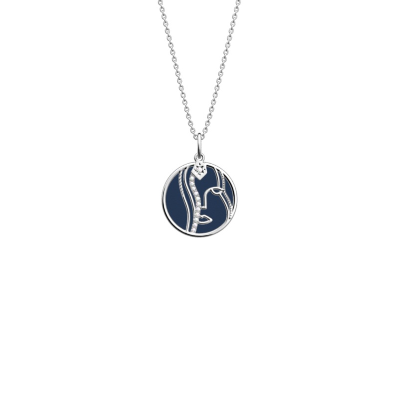 Virgo necklace, Sun / Navy Blue reversible insert-lesgeorgettes