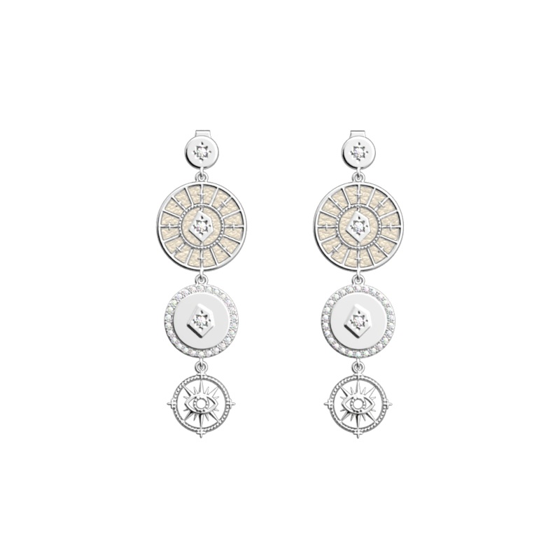Astrale earrings Pampille , Pearl White / Magnolia reversible inserts-lesgeorgettes