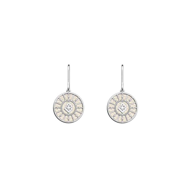 Astrale earrings, Pearl White / Magnolia reversible inserts-lesgeorgettes