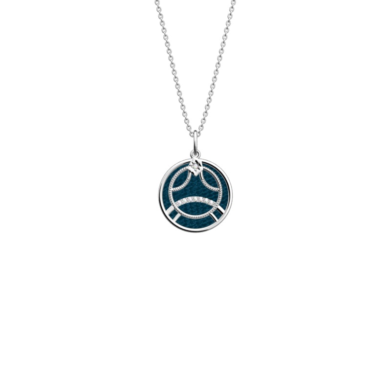 Cancer necklace, Bluish Scales / Georgettes Blue reversible insert-lesgeorgettes