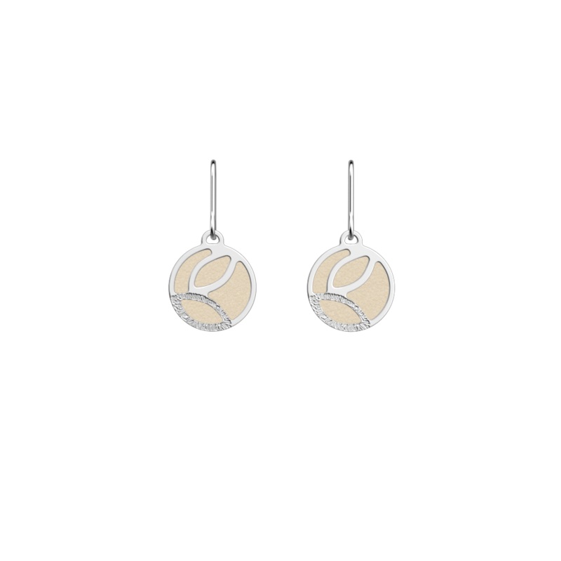 Jungle earrings, Cream / Gold Glitter reversible inserts-lesgeorgettes