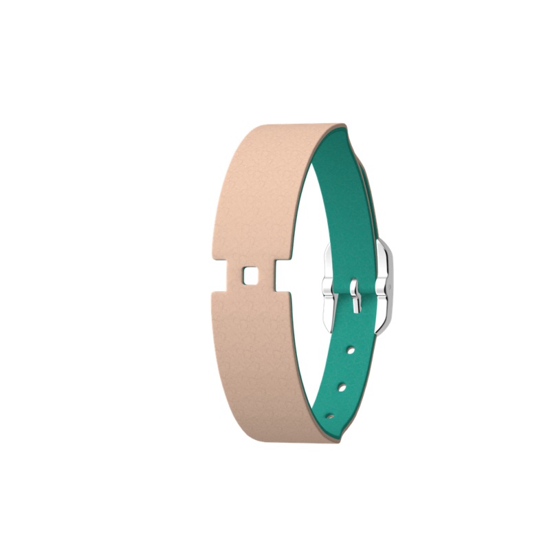 Nude / Aquatic Single Wrap Leather strap, Silver finish buckle-lesgeorgettes