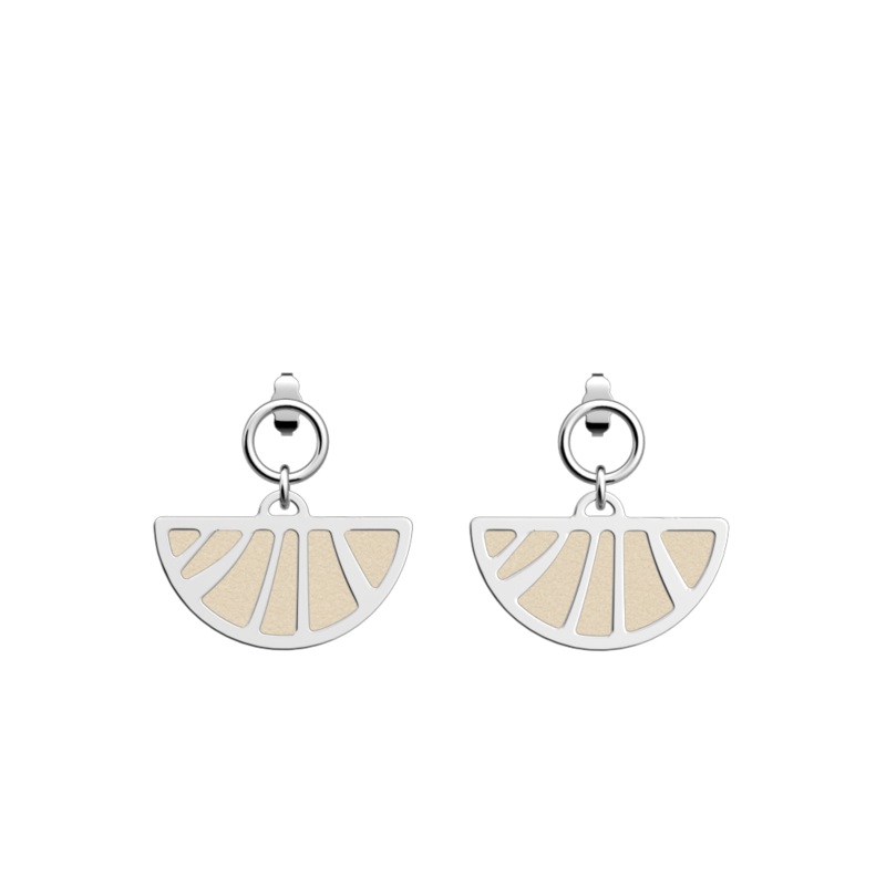 Amazone earrings, Cream / Gold Glitter reversible inserts-lesgeorgettes