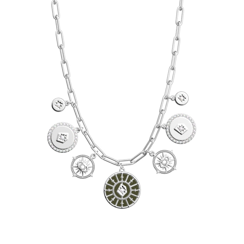 Astrale Pampille necklace, Verdigris / Bronze Glitter reversible insert-lesgeorgettes