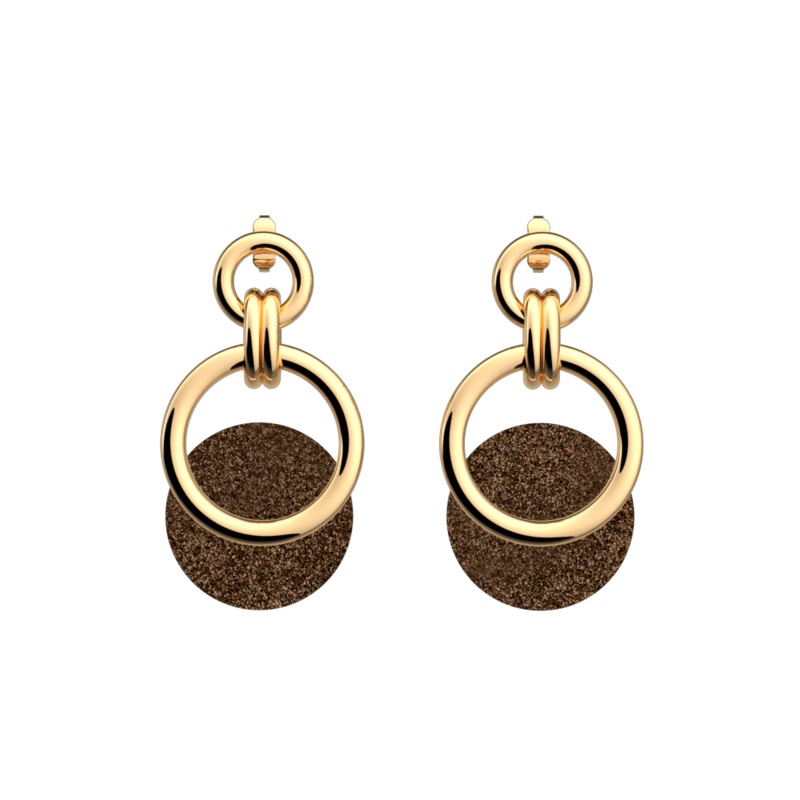 Trsor earrings, Bronze Glitter / Verdigris reversible inserts-lesgeorgettes