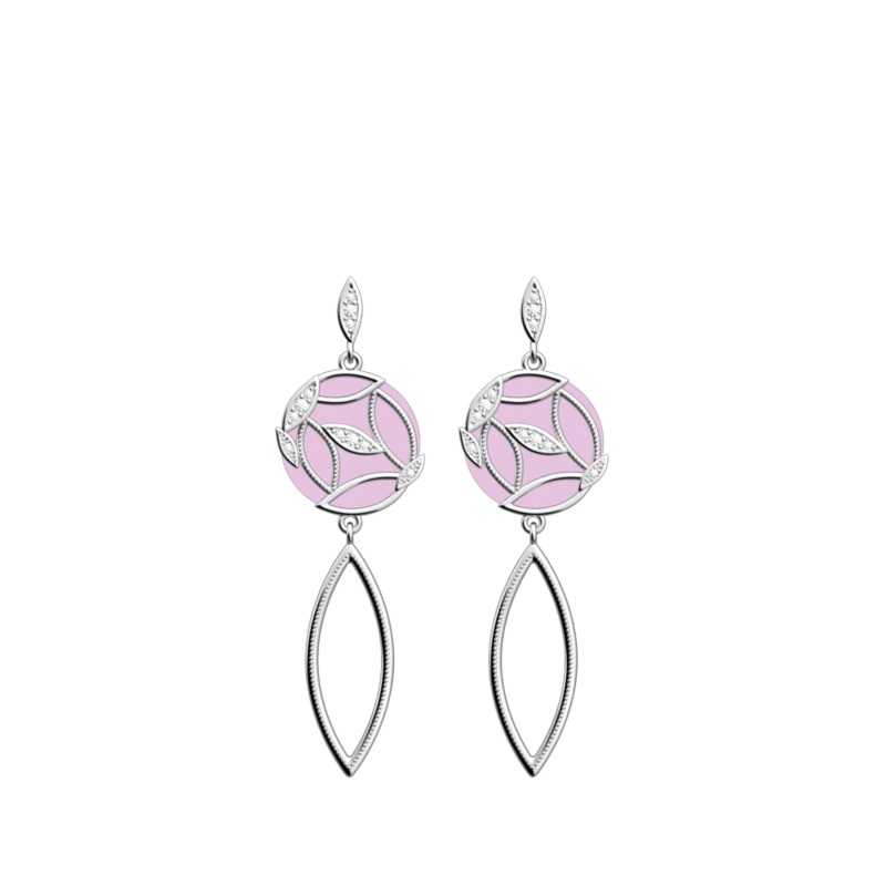 Arbre de Vie earrings, Magnolia / Pearl White reversible inserts-lesgeorgettes