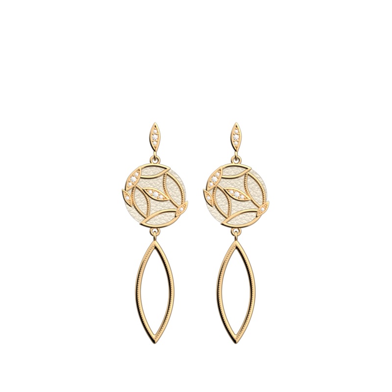 Arbre de Vie earrings, Pearl White / Magnolia reversible inserts-lesgeorgettes