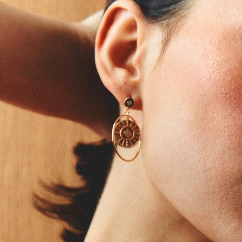 Astrale earrings, Bronze / Terracotta reversible inserts-lesgeorgettes