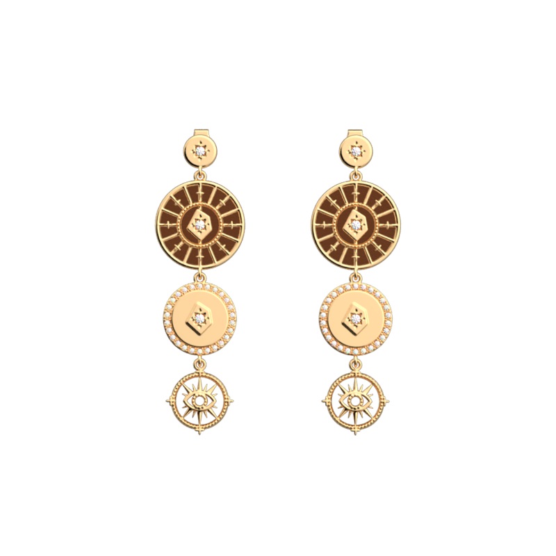 Astrale earrings Pampille , Bronze Glitter / Verdigris reversible inserts-lesgeorgettes