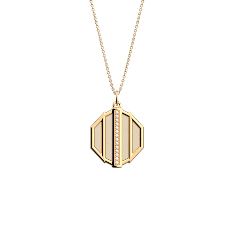 Merveille necklace, Cream / Gold Glitter reversible insert-lesgeorgettes