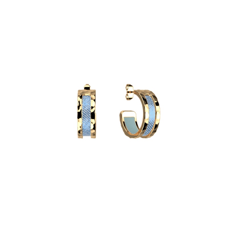 Pure Martele earrings, Iridescent Denim / Celeste reversible inserts-lesgeorgettes