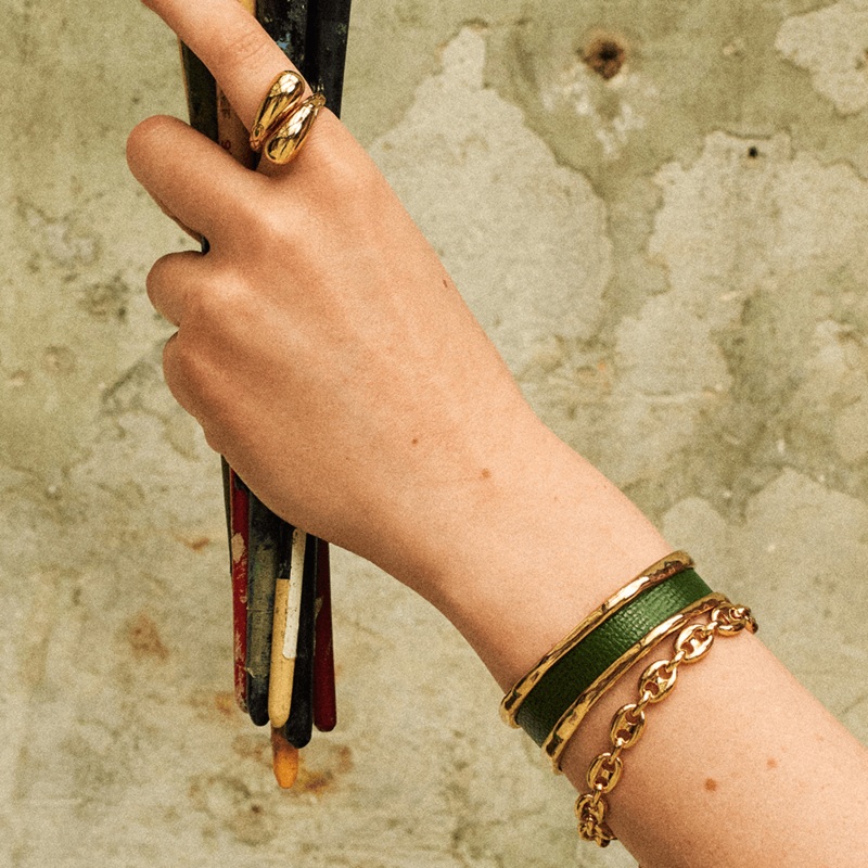 Pure Organique bracelet, Avocado / Iridescent Anise reversible insert-lesgeorgettes